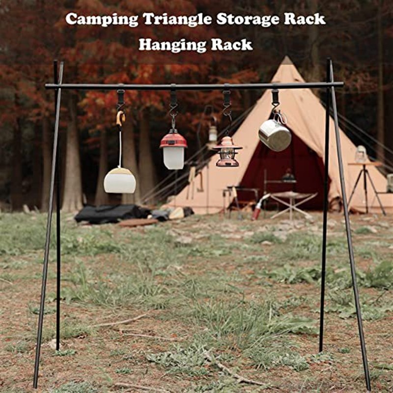 户外露营便携式置物挂钩架折B叠三脚架野营烧烤工具置物架