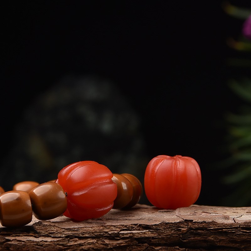 源头T锦红保h山南红玛瑙老型瓜珠桶珠满肉顶珠腰珠星月菩提文玩配