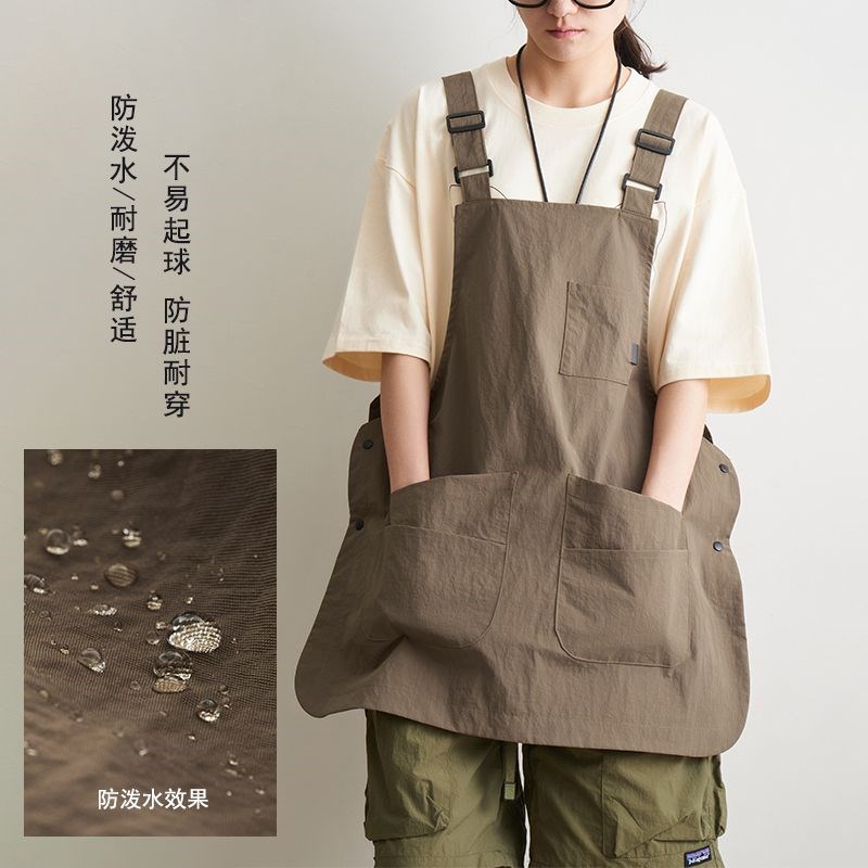 网红爆款透气日式围裙两面穿防泼水厨房家用咖啡店工作服定制印字