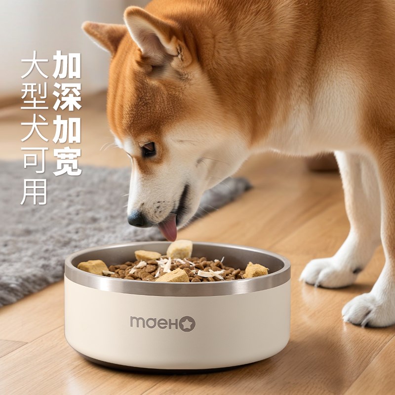 狗盆狗碗防打翻狗食盆大号狗狗饭盆喝水碗宠物304不锈钢猫咪饭碗