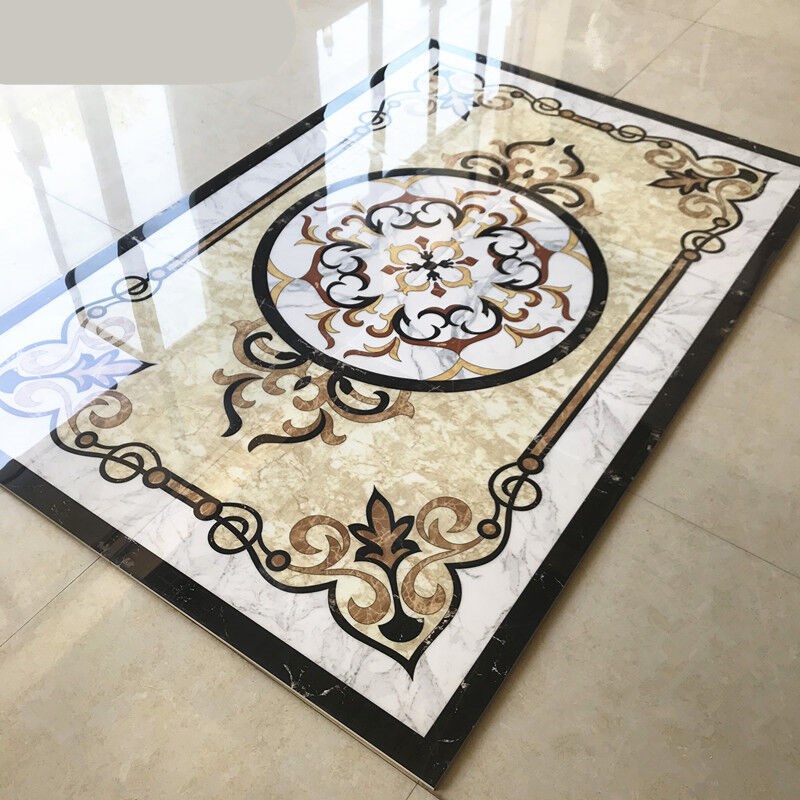 客厅拼花地砖餐厅拼图瓷砖入户玄关地板砖欧式拼花抛晶砖【高温