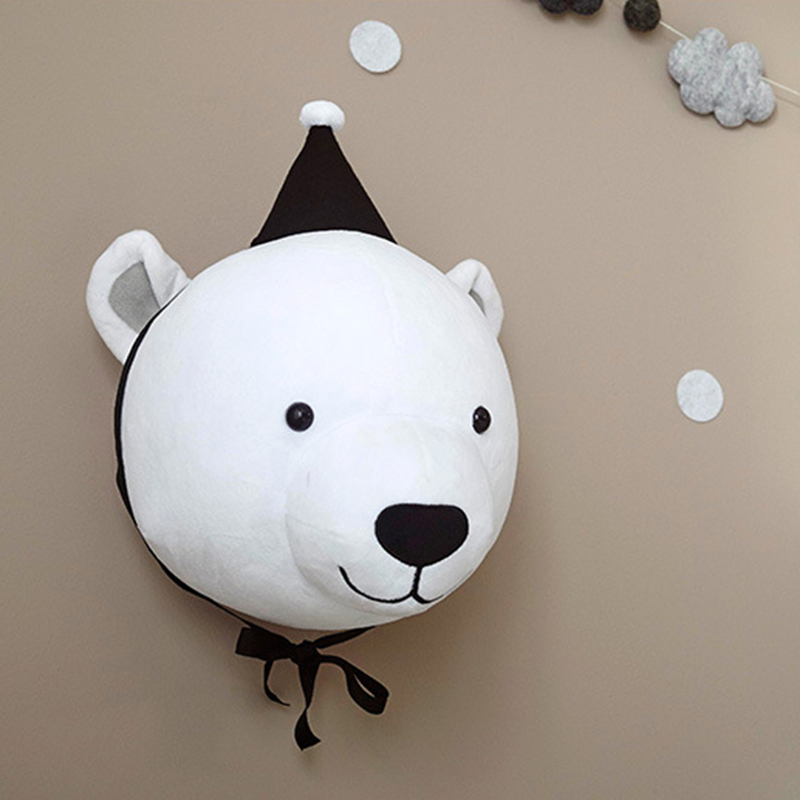 ins定制熊鹿象动物头壁挂毛绒墙挂儿童宝宝房间店铺立体造型装饰