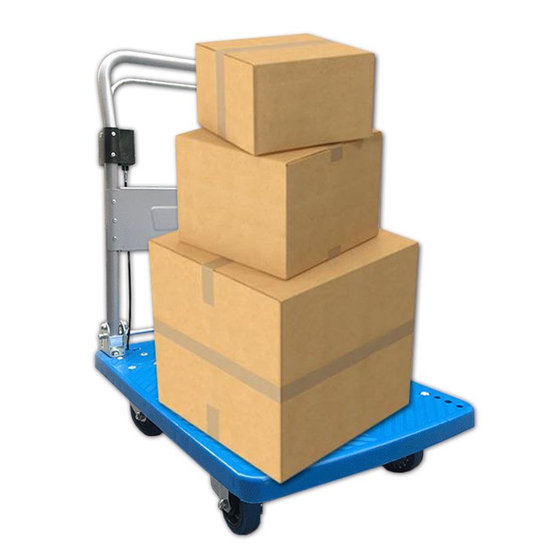 物流平板车折叠手推车加厚重型塑料拉货车仓库静音拉货车平板车