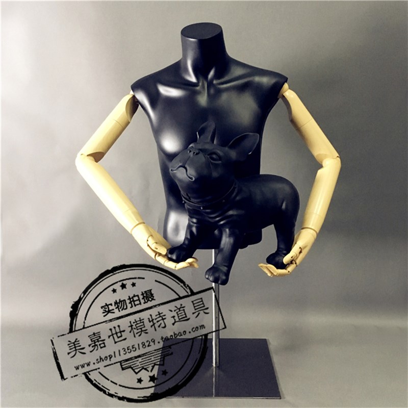 男模特木手半身带头流水摆台台可升降台式滑轮子模特橱窗展示服装