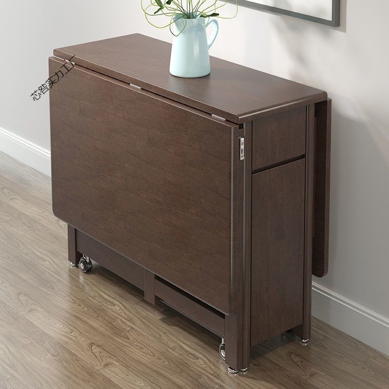 金丝胡桃木全实木折叠餐桌椅小户型伸缩现代简约S家用长方形饭桌