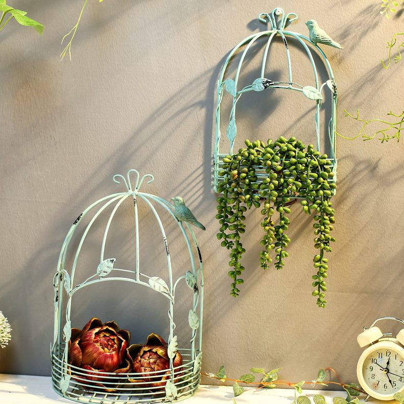 铁艺花架挂饰壁挂置物架鸟笼件墙饰装饰墙壁挂墙上墙面庭院复古