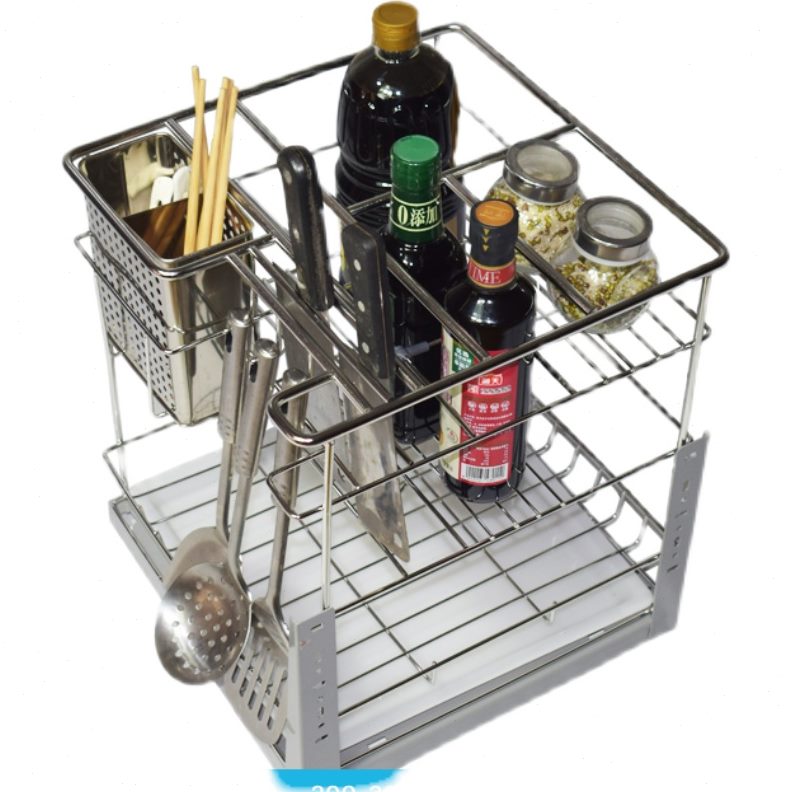 橱柜柜调料4浅调味架2035深450调味篮抽屉式-0不锈钢实心30拉篮