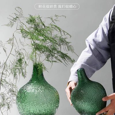 吊大肚子网红插花钟木花瓶摆件吊简约客厅树皮水培马醉钟玻璃日式