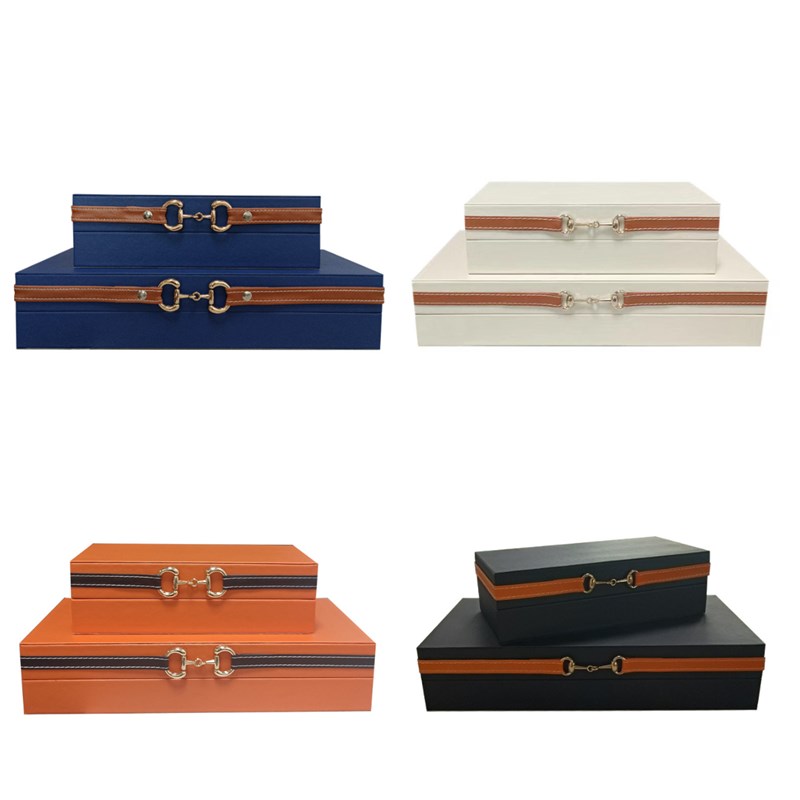 现代首饰盒桔橙色饰品盒现代简约木质样J板房收纳盒软装饰品摆件