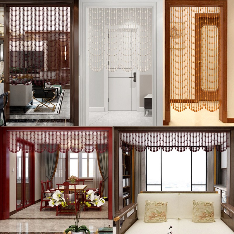 新款桃木原木葫芦门帘隔断帘厕所大门卧室厨房实木珠帘半帘免打孔