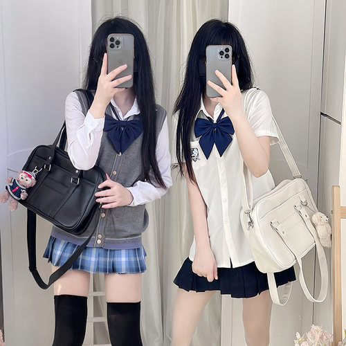 jk制服包白色日系学生包大容量PU皮包书包百P搭校供感学院风基础