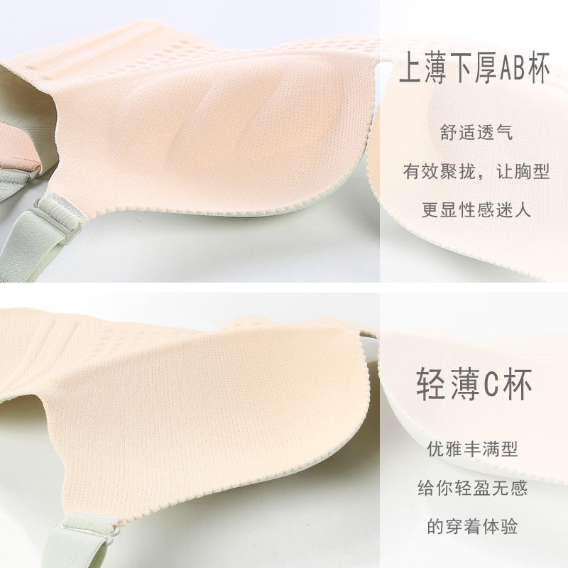 内衣女无钢圈小胸聚拢中厚收副乳调整型胸罩套装薄款上托无痕文胸