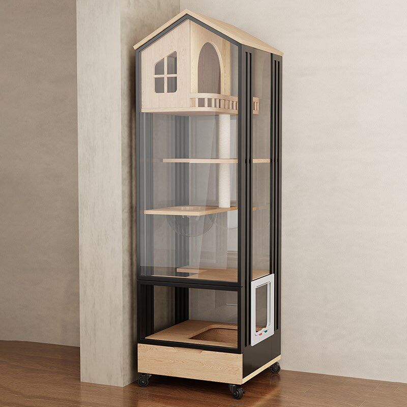 猫别墅带厕所一体豪华两只猫不占地小户型家用室内实木全景观猫柜