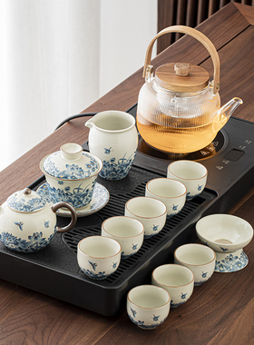 茶具套装家用茶台茶盘全r自动一体式家用现代排水式电烧水蒸煮茶