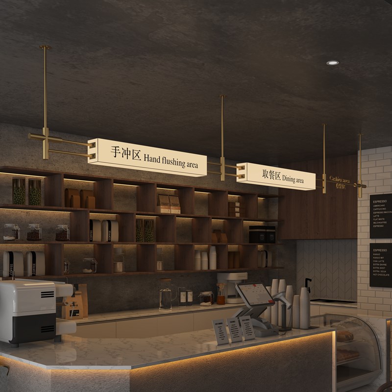 吊杆灯箱广告牌招牌橱窗吊牌吸顶悬挂收银台吧台led发光灯牌定制