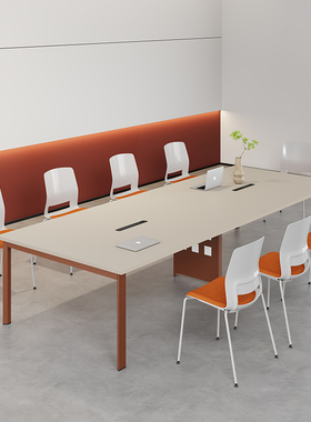 会议桌简约现代长方形简r易钢架6人办公长桌8人小型会议室桌椅组