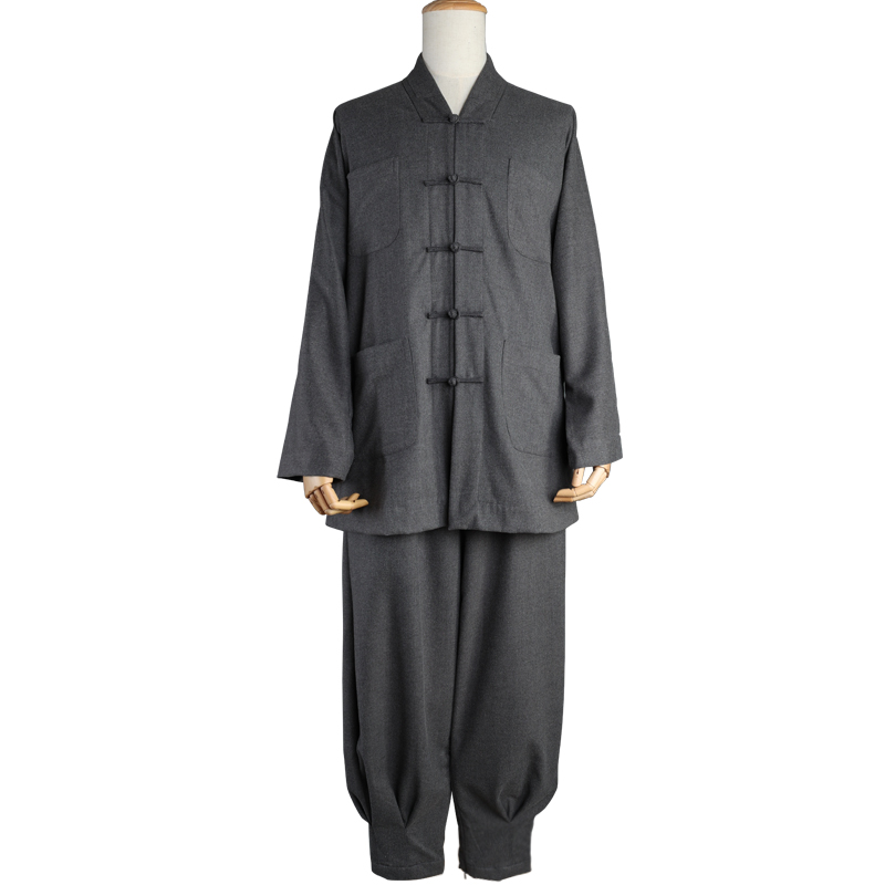 新款秋冬季短褂僧服毛呢保暖免绑腿小褂呢子加厚僧衣套装冬季僧衣