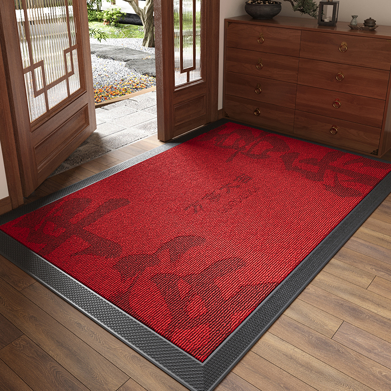 入户门地垫红色高级感别墅大门口玄关进门蹭脚垫耐脏防滑免洗地毯