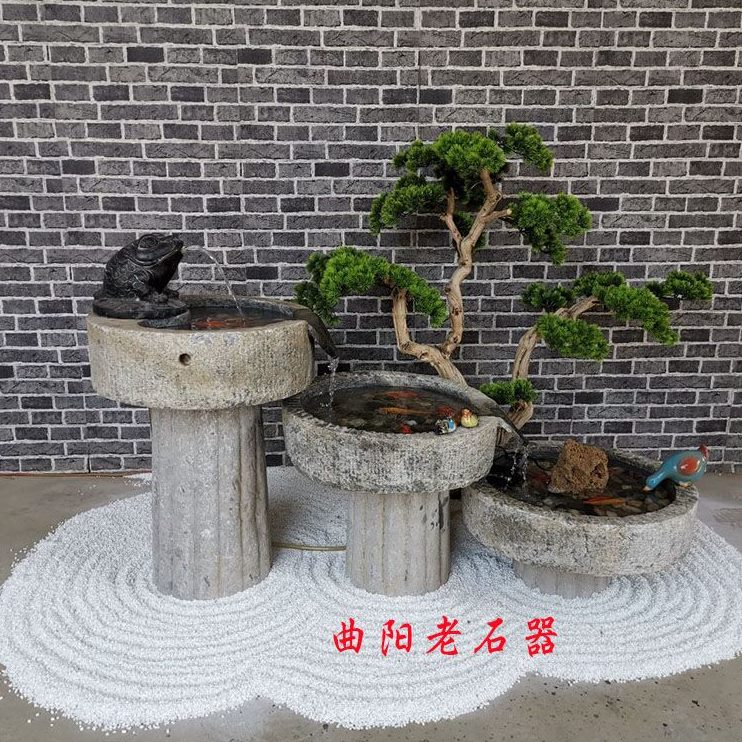 青槽流水景观水槽庭院石槽鱼缸石旧装饰摆件石头老花盆牛养鱼石磨
