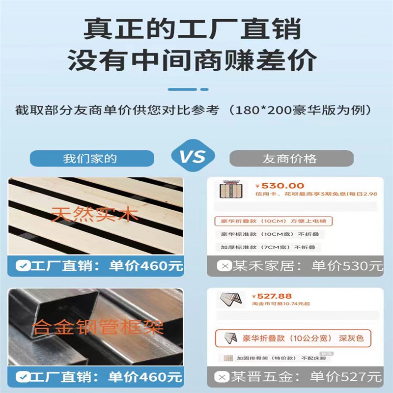 排骨架 床架子实木加厚加密静音折叠床架床板榻榻米地台龙骨架