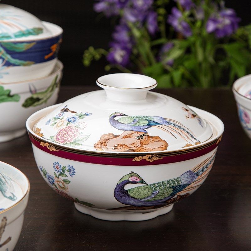 陶瓷陶瓷汤锅汤盅骨瓷带盖酒店煲汤大容量汤碗隔水炖汤煲泡面碗