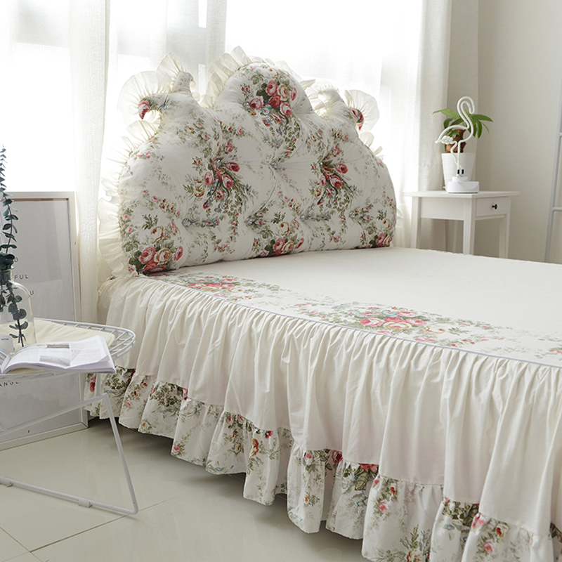 欧式田园风小碎花全棉公主风床上用品四件套蕾丝白色床裙被套