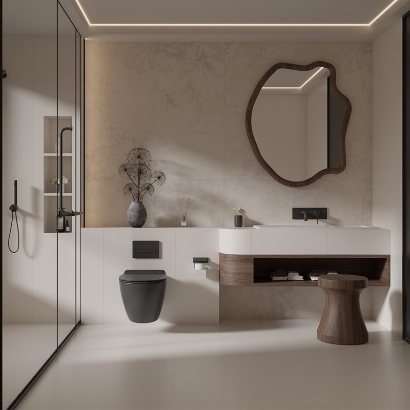 树影花砖 隐约感米白微水泥背景墙瓷砖 厨房卫生间仿古砖600x1200