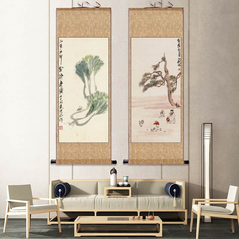 齐白石花鸟虾牛装饰字画新中式客厅沙发背景墙画餐厅书房挂画茶室图片