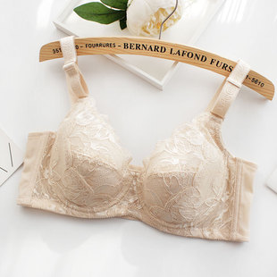 大码女士薄款文胸侧收全罩杯带钢圈蕾丝内衣75B-110H上托聚拢四排