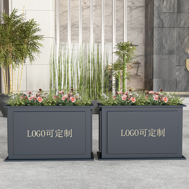 定制户外不锈钢花箱售楼部花盆室外铁艺花架商业街花坛成品花槽