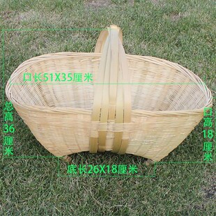 手工编织手提菜篮 大竹篮装鸡蛋篮子水果篮收纳筐 买菜竹编篮竹器