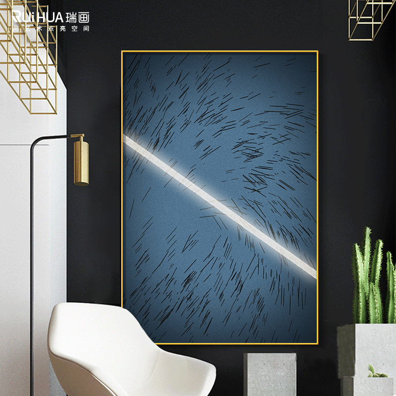现代简约沙发背景墙装饰画2021年新款客厅大气极简主义工业风挂画