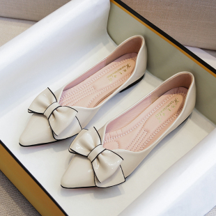 尖头单鞋女夏孕妇鞋软皮平底小码33 34船鞋四季鞋大码W女鞋4143