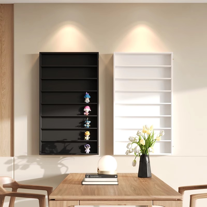 手办收纳黑色展示柜盲盒展示架