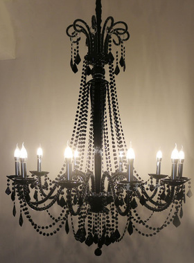 欧式漫咖啡吊灯服装店黑色s水晶灯餐厅奶茶店装饰灯具KTV楼梯间灯