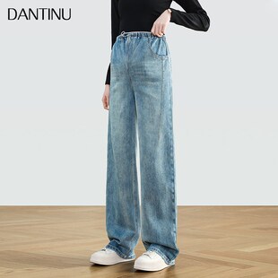大码 孕妇裤 牛仔阔腿裤 新款 宽松直筒无托腹弯刀直筒 外穿2025l春季