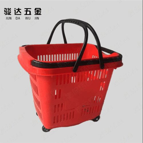 四轮加厚塑胶购物篮 铝合M金拉杆手提买菜篮