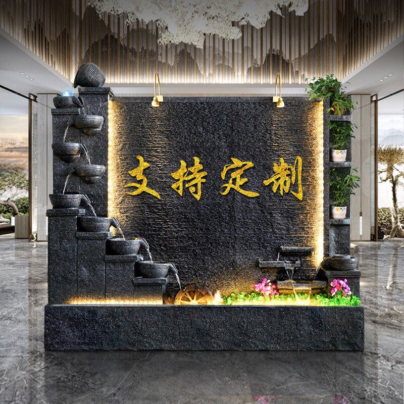 水幕墙假山流水屏风庭院办公室店铺酒店J别墅鱼池瀑布景观落地摆