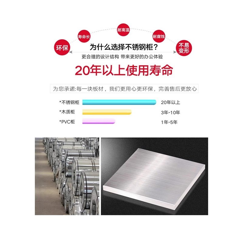 304不锈钢矮柜室外工具文件资料储物收纳车库小柜抽屉带锁更衣柜