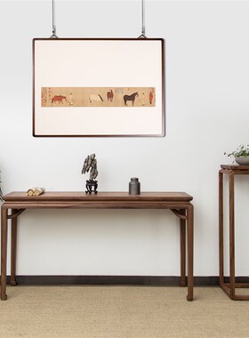 茶室画 宋式g家具装饰画留白画装裱实木画框任仁发出圉图定制挂画