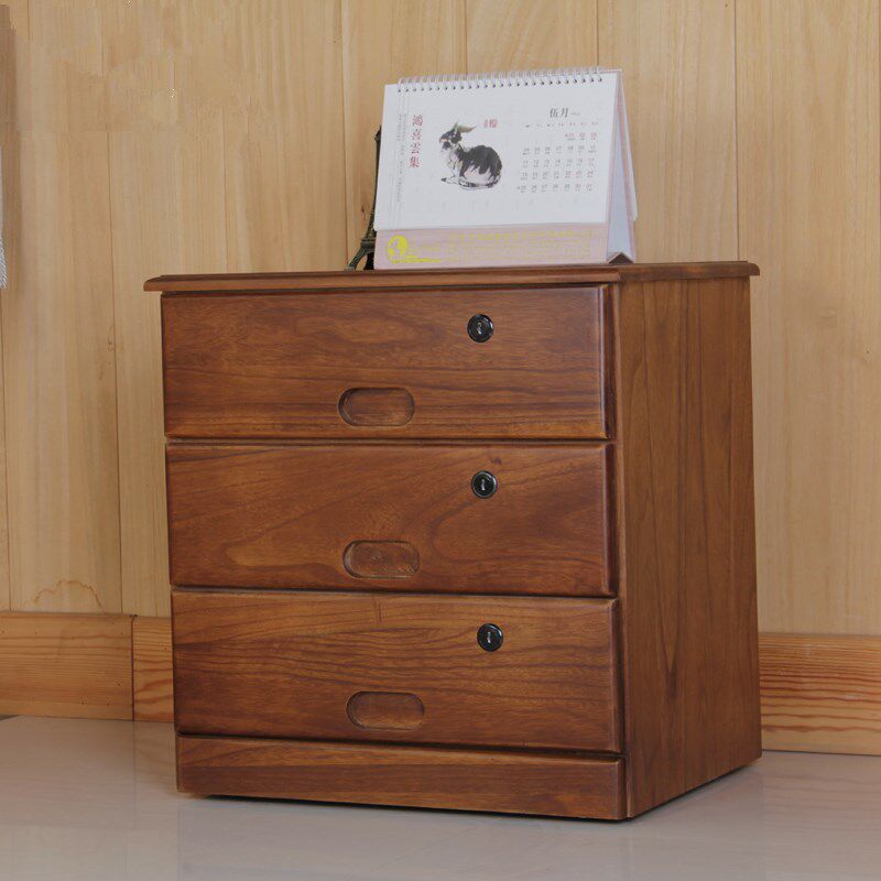 木质a4文件柜抽屉式资料收纳柜实木带锁办公室矮柜子桌下杂物边柜