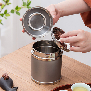 双层盖小号茶叶储存罐包装收纳盒不锈钢密封家用茶盒罐小茶罐空盒