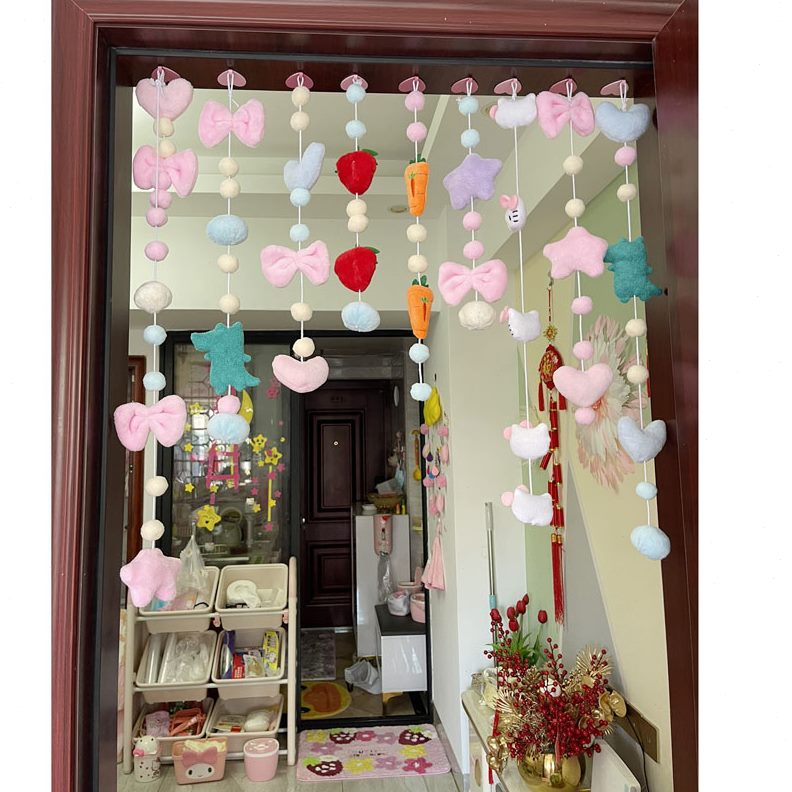 门帘隔断帘维尼狗爱心玉窗帘配件小蝴蝶结贵星星球球林熊宅装饰