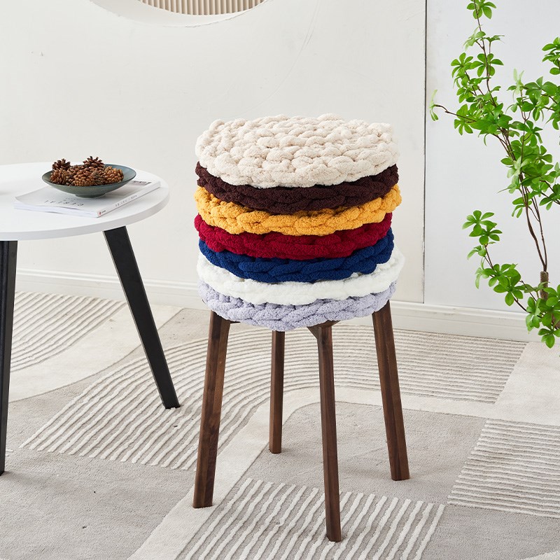 编织圆形坐垫椅子板凳垫地垫宠物睡垫狗垫猫垫狗猫窝垫毛绒彩色垫