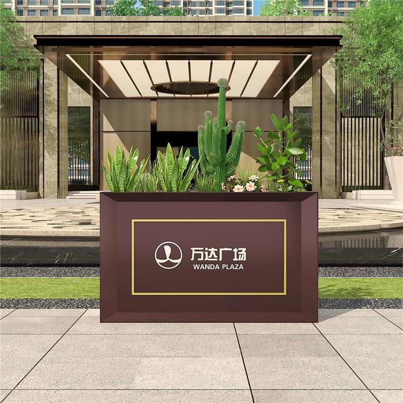 户外花箱售楼部种植花槽商业街花盆广场酒店外摆移动花架铁艺花箱
