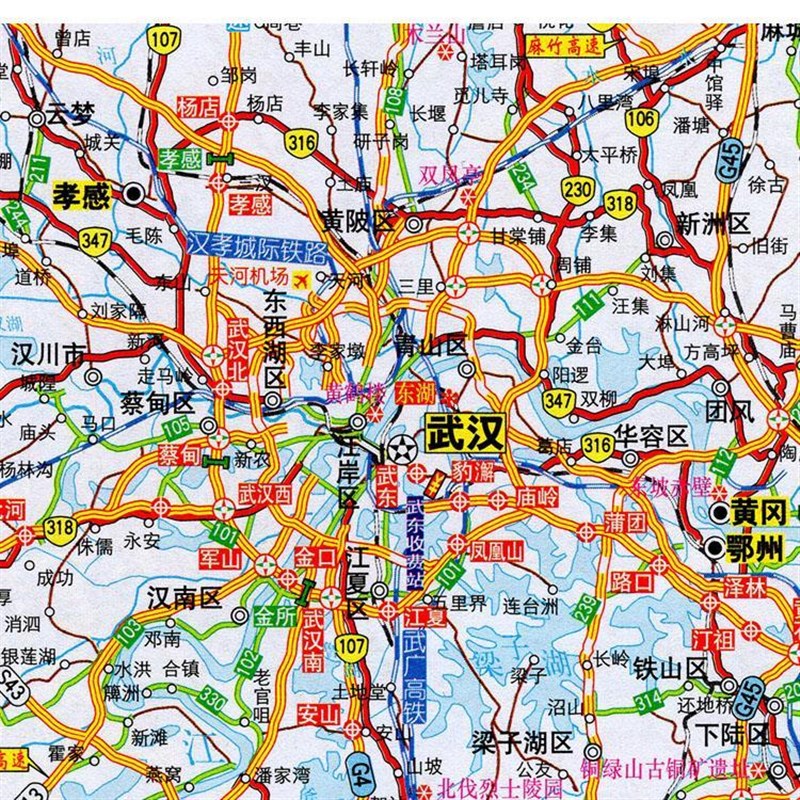 2024新款 湖北省地 图墙贴 超大巨幅 行政区划图 交通装饰画海报