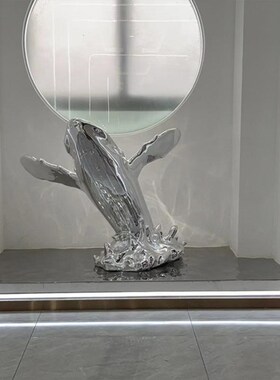 厂促定制可制大型落地雕塑鱼摆件售商楼处场酒店大堂鲸抽象玻璃钢
