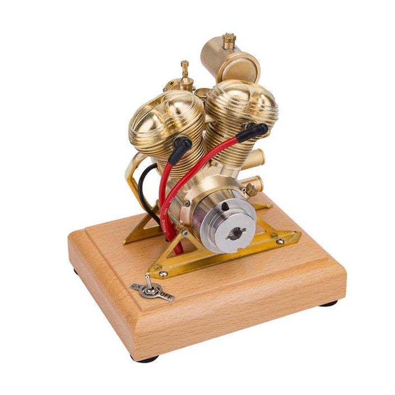 R28 4.3CC 迷你发动机双缸四冲程摩托车汽油内燃机引擎模型可启动