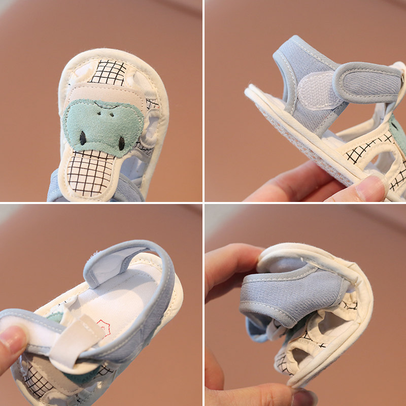 初生婴儿鞋夏季0一6个月宝宝鞋子女1岁步前鞋学步凉鞋软底布底男7