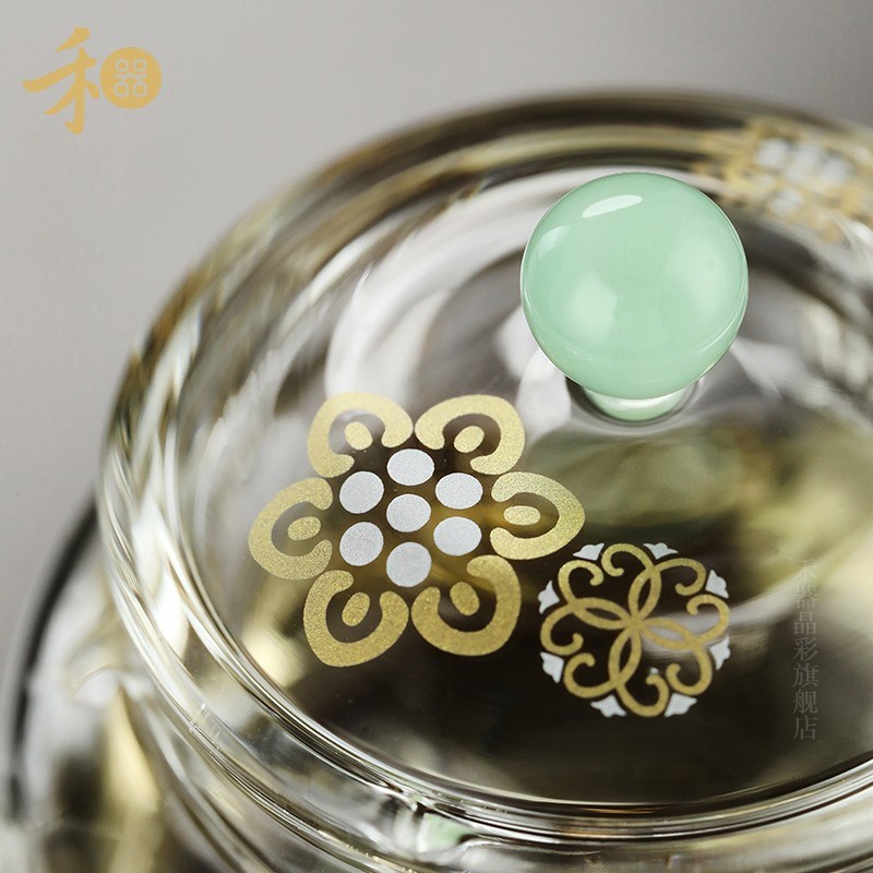禾器皮球花言卿壶 耐高温玻璃小泡茶壶茶水分离 和器茶壶一人茶具